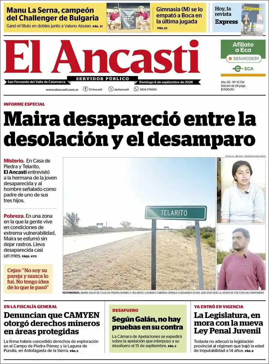 Evolucion Streaming | ÉXTASIS RADIO - Tapa del diario Ancasti