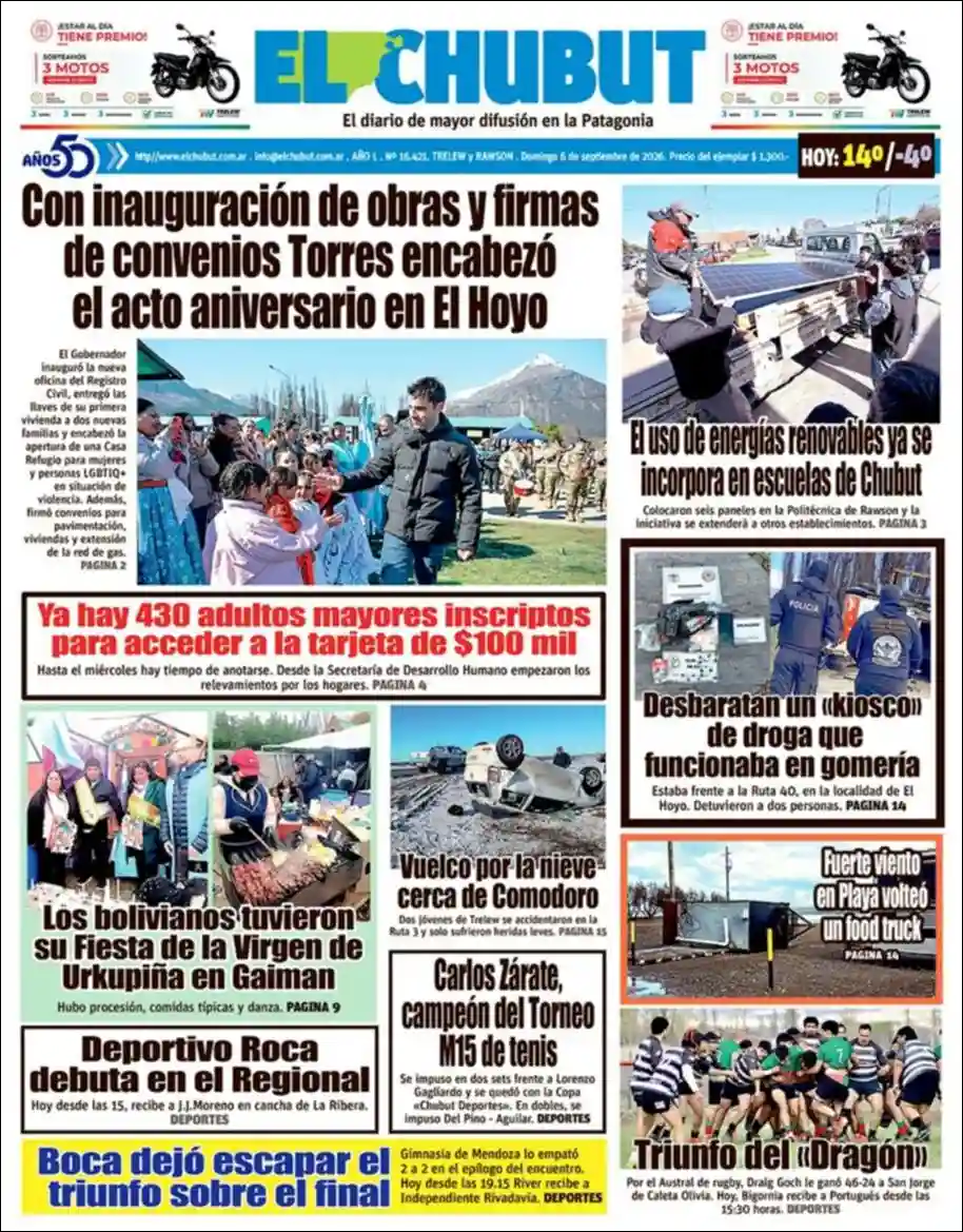 Evolucion Streaming | ÉXTASIS RADIO - Tapa del diario El Chubut