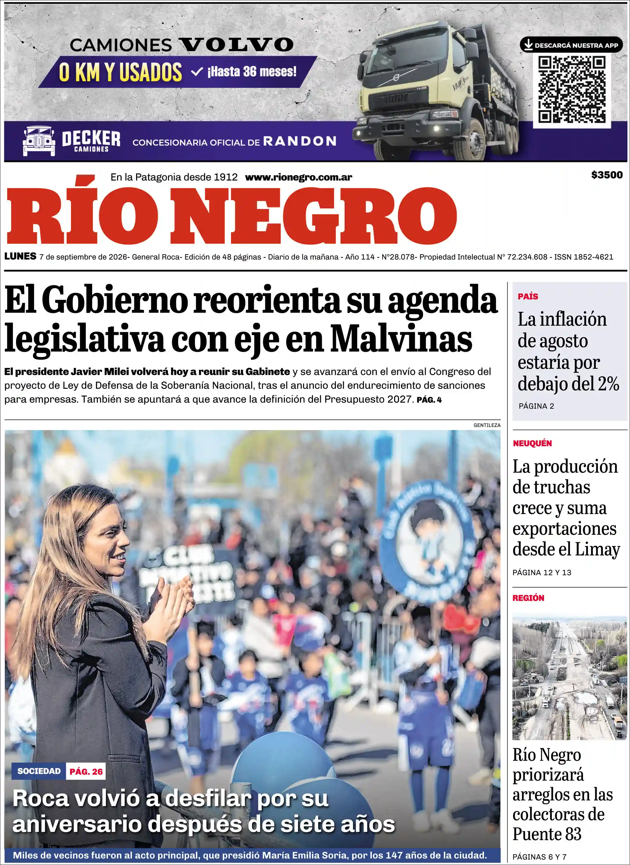 Evolucion Streaming | ÉXTASIS RADIO - Tapa del diario Rio Negro